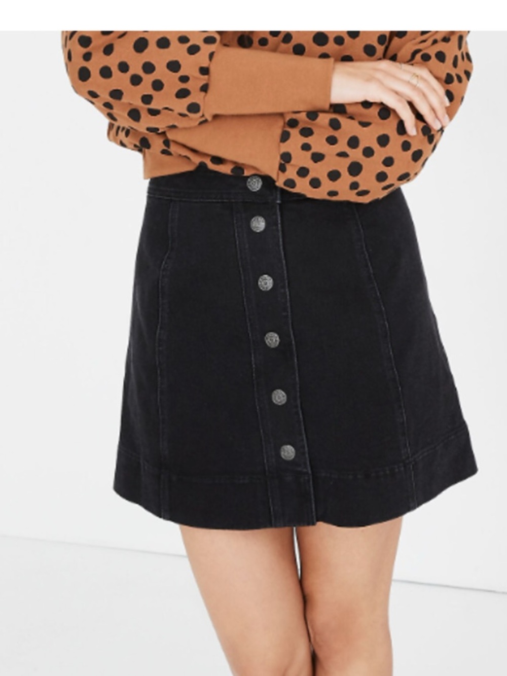 Madewell Black Button-Front Mini Skirt